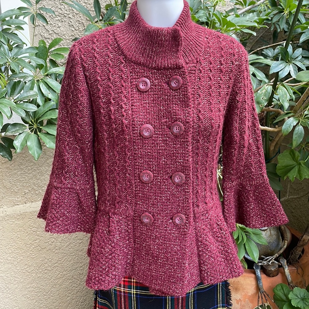 Vintage burgundy/cream Caslon knitted cardigan